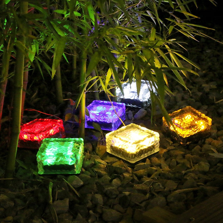 RXUNS Lawn Solar Garden Light LED Brick Ice Cube Solar Lights Outdoor Decoration Lamp for Stair Pathway Driveway Landscape Patio