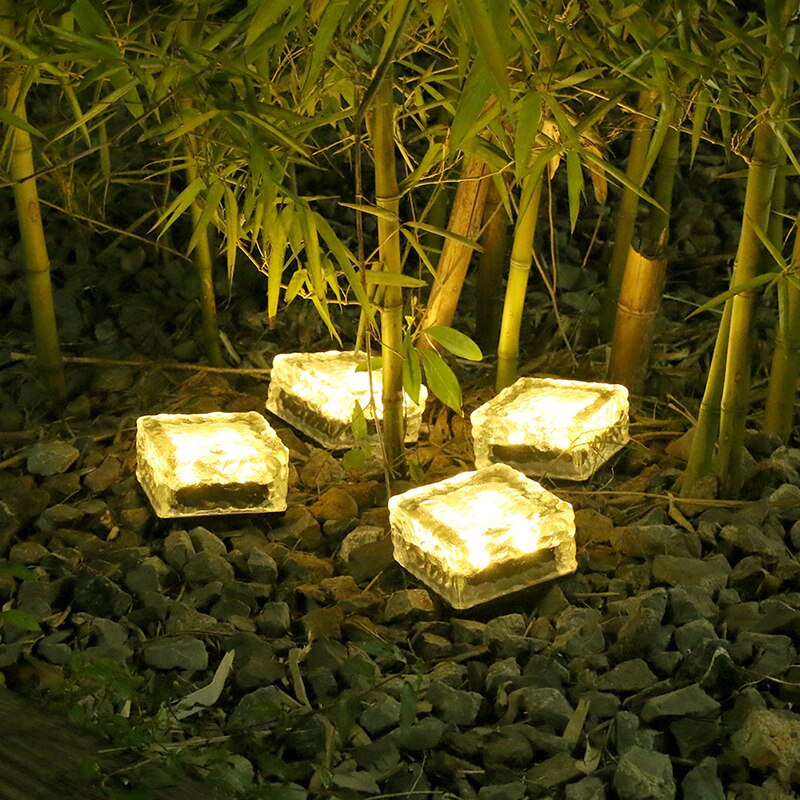 RXUNS Lawn Solar Garden Light LED Brick Ice Cube Solar Lights Outdoor Decoration Lamp for Stair Pathway Driveway Landscape Patio