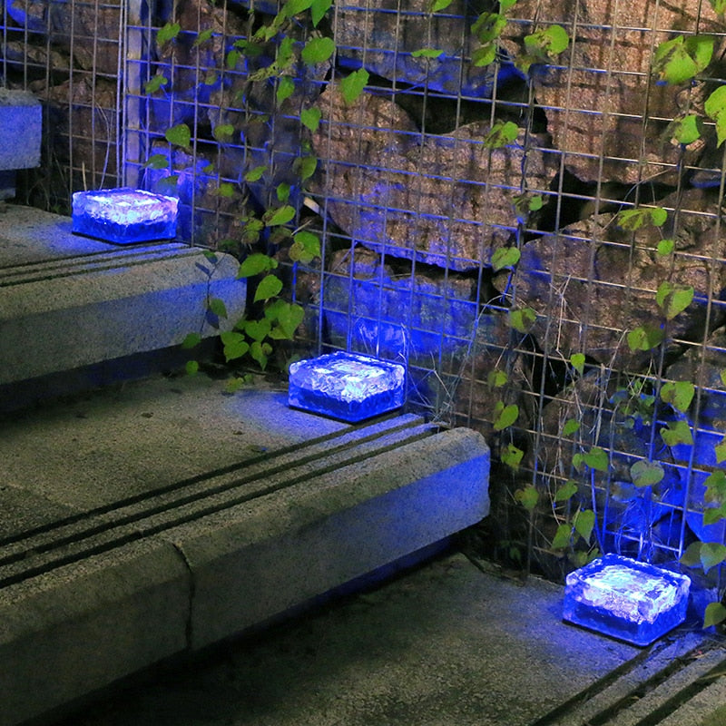 RXUNS Lawn Solar Garden Light LED Brick Ice Cube Solar Lights Outdoor Decoration Lamp for Stair Pathway Driveway Landscape Patio