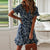 V Neck Floral Print Boho Beach Dress Ruffle Short Sleeve A Line Mini Dress Wrap Sundress Robe