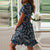 V Neck Floral Print Boho Beach Dress Ruffle Short Sleeve A Line Mini Dress Wrap Sundress Robe