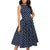 Women Elegant Polka Dot Print Blue Flared Dress Sleeveless Vintage Zip Flare Retro Party Casual Streetwear Dress Vestidos