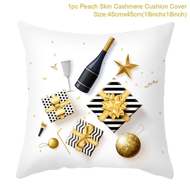 45cm Christmas Black Gold Cushion Cover
