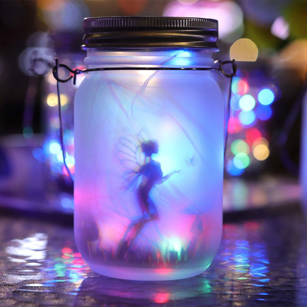 Solar Fairy Lantern Lights Outdoor Hanging Glass Mason Jar Lights