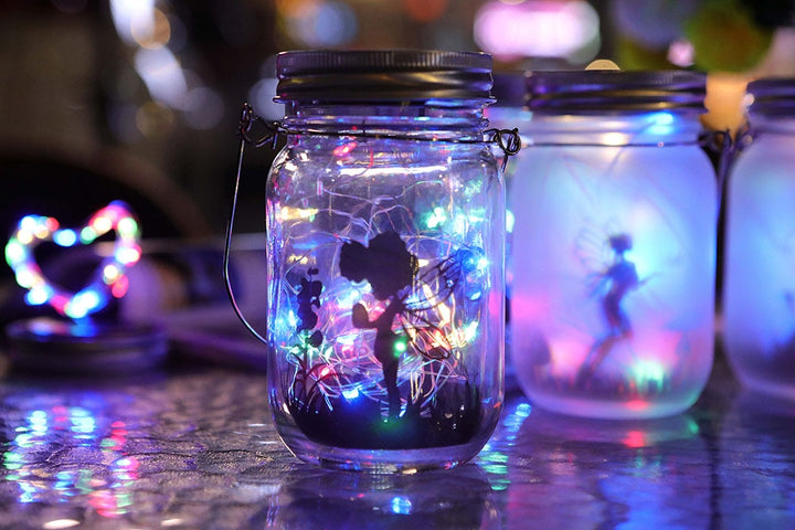 Solar Fairy Lantern Lights Outdoor Hanging Glass Mason Jar Lights
