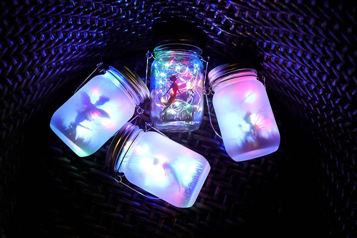 Solar Fairy Lantern Lights Outdoor Hanging Glass Mason Jar Lights