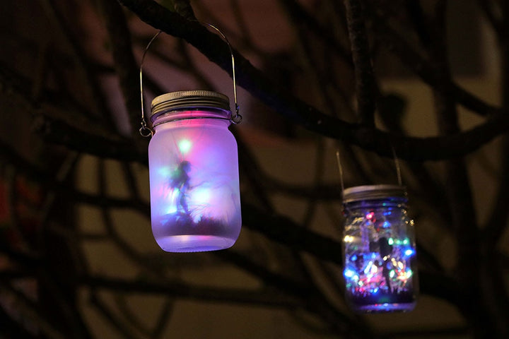 Solar Fairy Lantern Lights Outdoor Hanging Glass Mason Jar Lights