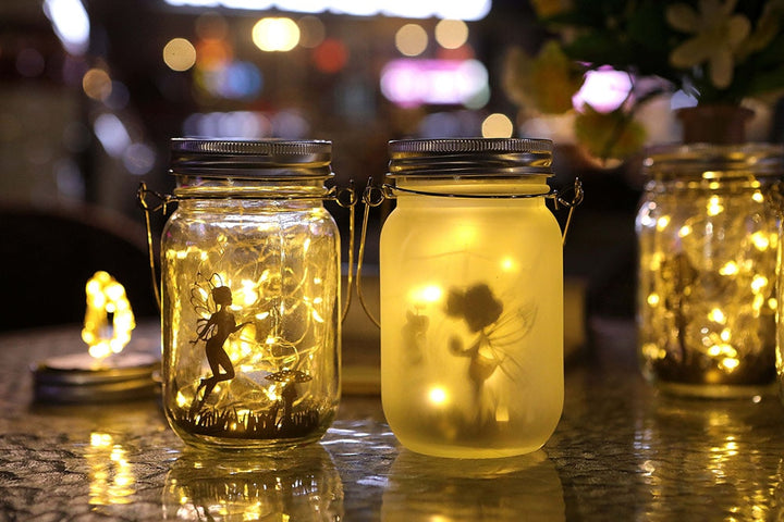Solar Fairy Lantern Lights Outdoor Hanging Glass Mason Jar Lights