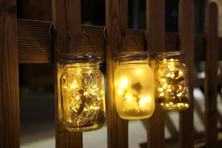 Solar Fairy Lantern Lights Outdoor Hanging Glass Mason Jar Lights