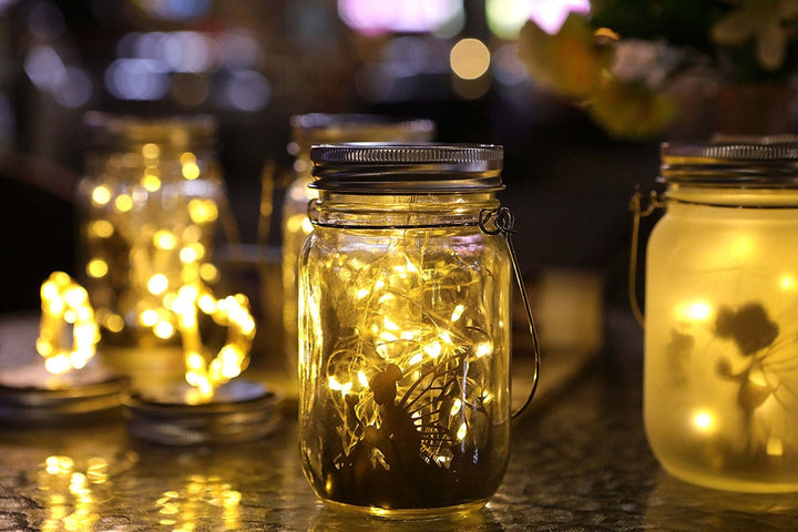 Solar Fairy Lantern Lights Outdoor Hanging Glass Mason Jar Lights