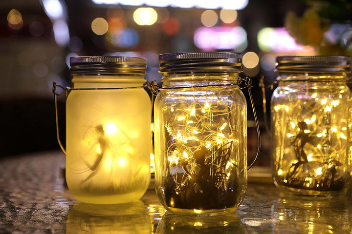 Solar Fairy Lantern Lights Outdoor Hanging Glass Mason Jar Lights