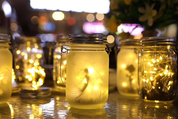 Solar Fairy Lantern Lights Outdoor Hanging Glass Mason Jar Lights