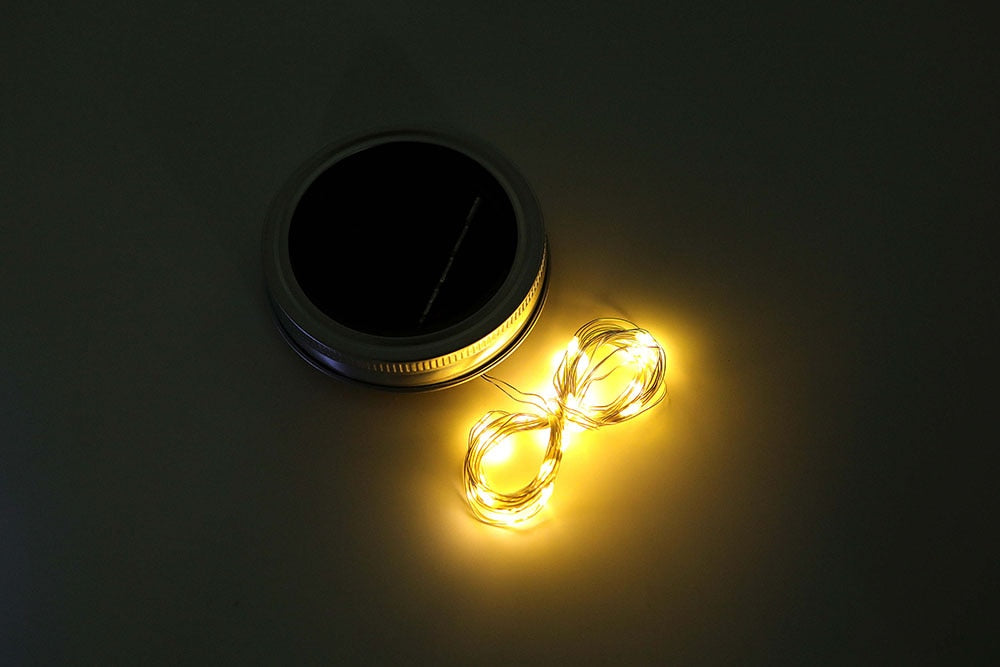 Solar Fairy Lantern Lights Outdoor Hanging Glass Mason Jar Lights