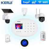 kerui Tuya 4G W20 Wireless Wifi GSM Home Alarm GSM SMS Burglar Alarm System For Home Security Alarm Tuya Camera Solar Siren
