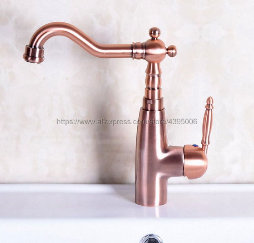 Antique Red Copper Bathroom  Faucet  Vessel Basin Mixer Tap Sink Faucet Bnf131