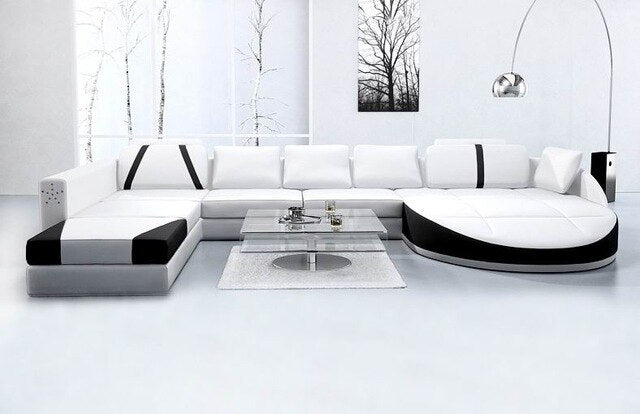 2 pcs chaise lounge leather+1 pcs 2 seat sofa furniture set #CE-A03