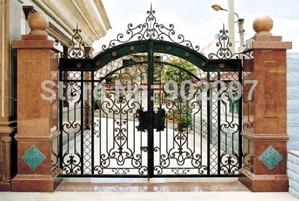 Henchuang customs wrought iron gate forged iron gates villa wrought iron gates steel metal gates