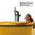 Black Floor Mounted Bathtub Faucet Mixer Tapware Square Design Double Handle Shower