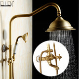 Antique Rain Shower Faucets Set with Hand Brass Wall Mounted Shower Mixer for Bathroom Bath Luxury Rainfall Shower Set EL4006T