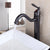 KEMAIDI Antique Brass Faucet Stream Tap Bathroom Basin Faucet 360 Swivel Solid Brass H & C Mixer