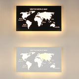 LED 18W Black World map Acrylic Wall Light