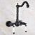 Black Oil Rubbed Bronze Wall Mounted Faucet Swivel Spout Mixer Tap Dual Ceramics Handles Levers