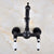 Black Oil Rubbed Bronze Wall Mounted Faucet Swivel Spout Mixer Tap Dual Ceramics Handles Levers