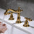 Gold  3 pieces Widespread  Faucet basin mixer tap, double lever handles