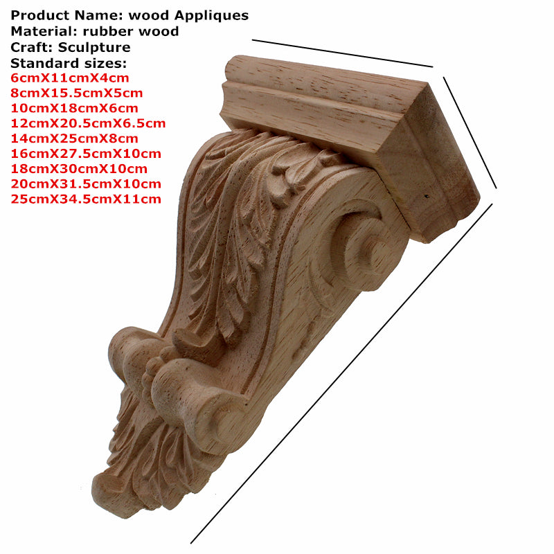Natural Oak Wood Carved Applique, Corbel