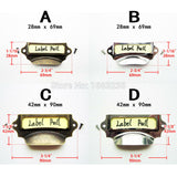6pcs Antique Brass Vintage Silvery Metal Label Pull Handle File Name Card Holder