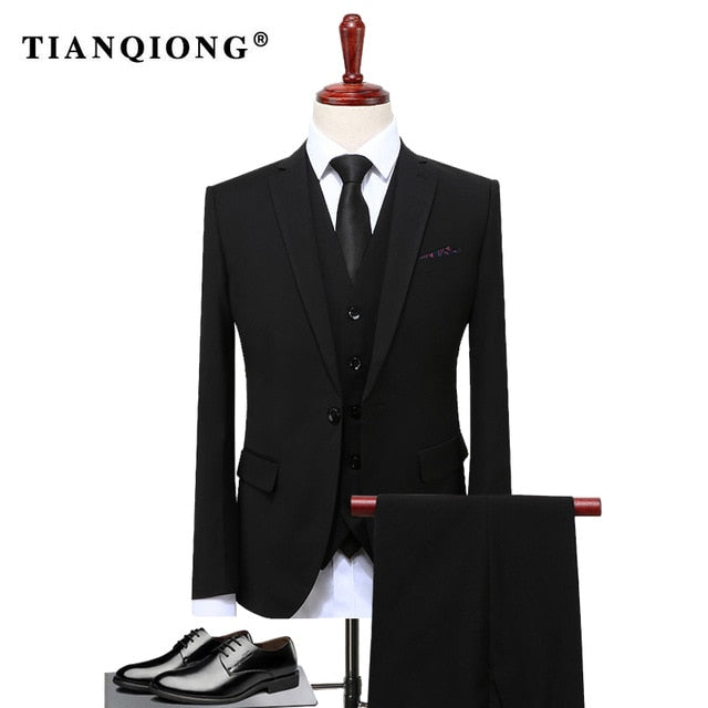 TIAN QIONG Brand Mens Suits Wedding Groom Plus Size 4XL 3 Pieces(Jacket+Vest+Pant)