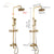 KEMAIDI Antique Brass Shower Faucets Set Rainfall Shower Head with Shelf Mixer  Swivel Spout