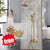 KEMAIDI Antique Brass Shower Faucets Set Rainfall Shower Head with Shelf Mixer  Swivel Spout